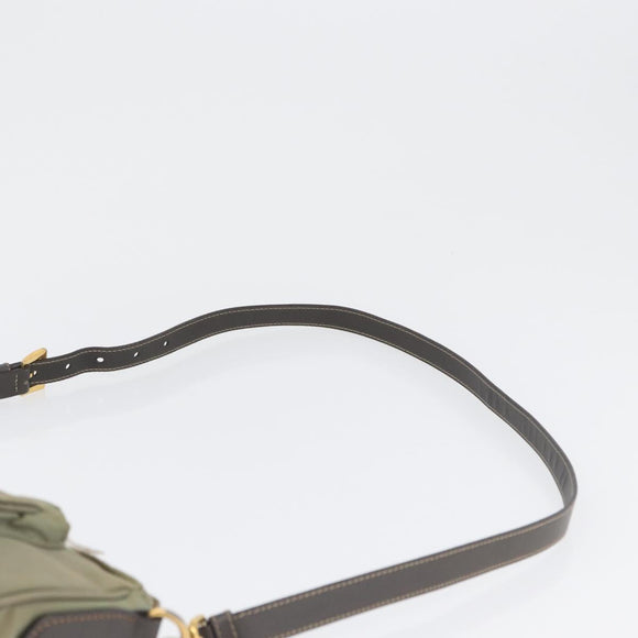 PRADA Shoulder Bag Nylon Leather Beige Gold Auth fm5136