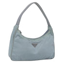 PRADA Hand Pouch Nylon Baby Blue Silver Auth fm5138-1