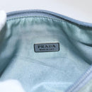 PRADA Hand Pouch Nylon Baby Blue Silver Auth fm5138-18