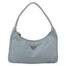 PRADA Hand Pouch Nylon Baby Blue Silver Auth fm5138-13