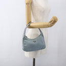 PRADA Hand Pouch Nylon Baby Blue Silver Auth fm5138-21