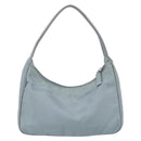 PRADA Hand Pouch Nylon Baby Blue Silver Auth fm5138-2