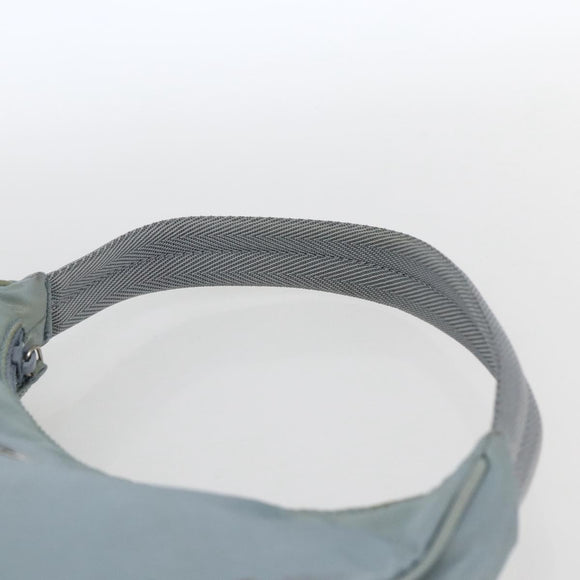 PRADA Hand Pouch Nylon Baby Blue Silver Auth fm5138