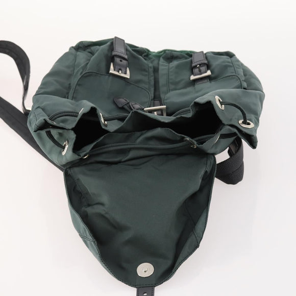PRADA Backpack Nylon Green Silver Auth fm5140