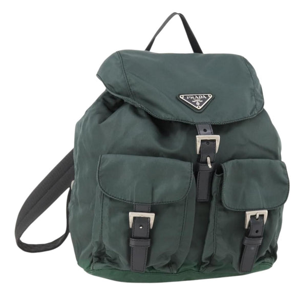 PRADA Backpack Nylon Green Silver Auth fm5140