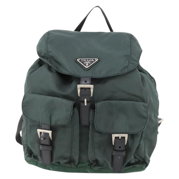 PRADA Backpack Nylon Green Silver Auth fm5140