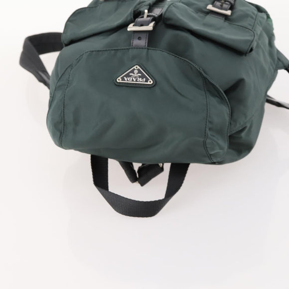 PRADA Backpack Nylon Green Silver Auth fm5140
