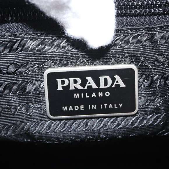 PRADA Tote Bag Nylon Black Silver Auth fm5142