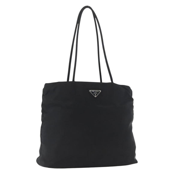 PRADA Tote Bag Nylon Black Silver Auth fm5142