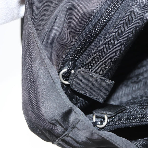 PRADA Tote Bag Nylon Black Silver Auth fm5142