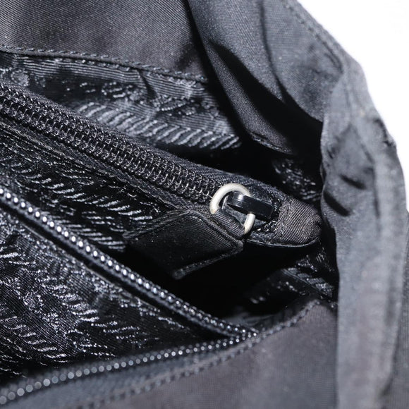PRADA Tote Bag Nylon Black Silver Auth fm5142