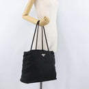 PRADA Tote Bag Nylon Black Silver Auth fm5142-27