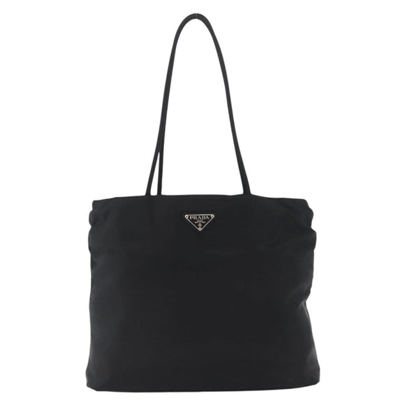 PRADA Tote Bag Nylon Black Silver Auth fm5142