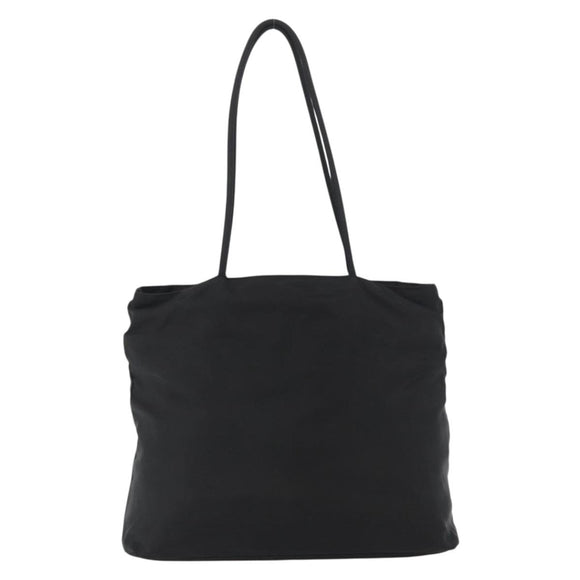 PRADA Tote Bag Nylon Black Silver Auth fm5142