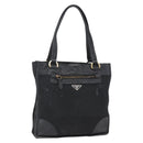 PRADA Tote Bag Nylon Leather Black Gold Auth fm5143-1