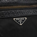 PRADA Tote Bag Nylon Leather Black Gold Auth fm5143-17