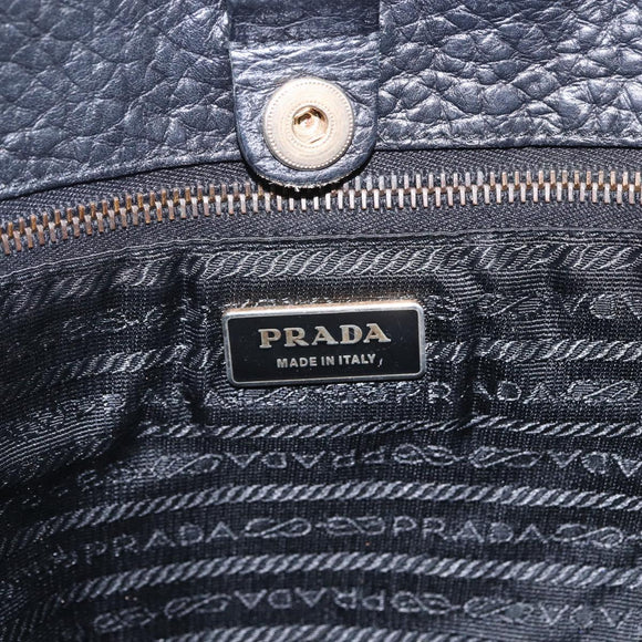 PRADA Tote Bag Nylon Leather Black Gold Auth fm5143