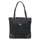 PRADA Tote Bag Nylon Leather Black Gold Auth fm5143-13