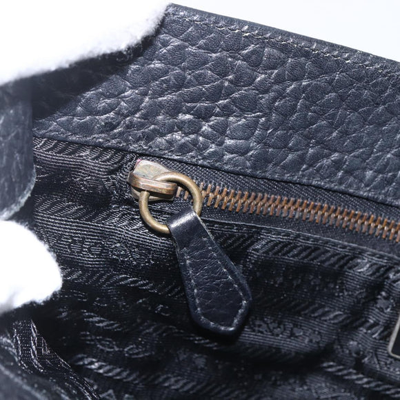 PRADA Tote Bag Nylon Leather Black Gold Auth fm5143