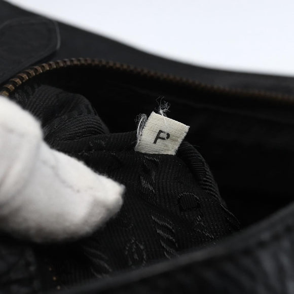 PRADA Tote Bag Nylon Leather Black Gold Auth fm5143
