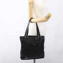 PRADA Tote Bag Nylon Leather Black Gold Auth fm5143-25