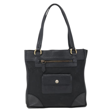 PRADA Tote Bag Nylon Leather Black Gold Auth fm5143 - 0