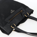 PRADA Tote Bag Nylon Leather Black Gold Auth fm5143-6