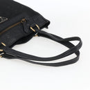 PRADA Tote Bag Nylon Leather Black Gold Auth fm5143-7