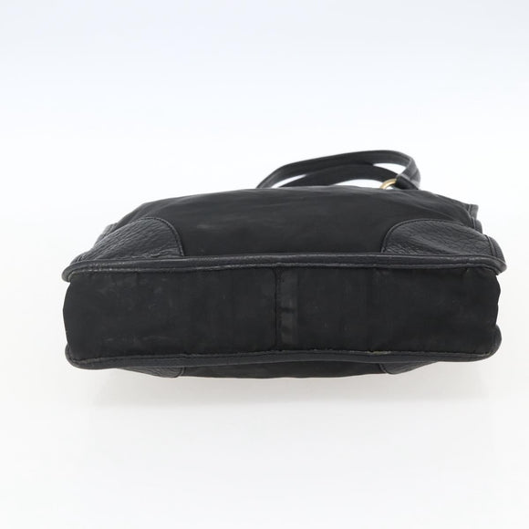 PRADA Tote Bag Nylon Leather Black Gold Auth fm5143