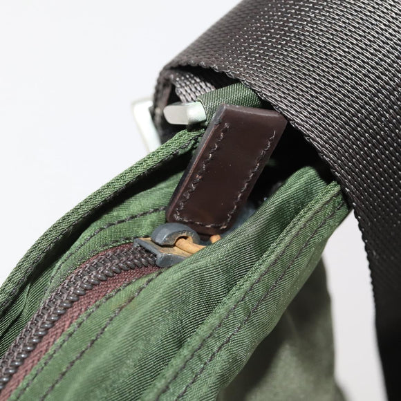 PRADA Shoulder Bag Nylon Green Silver Auth fm5146