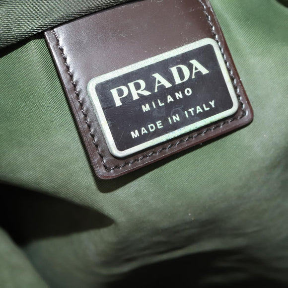 PRADA Shoulder Bag Nylon Green Silver Auth fm5146