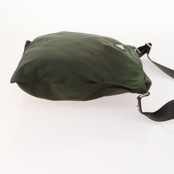 PRADA Shoulder Bag Nylon Green Silver Auth fm5146