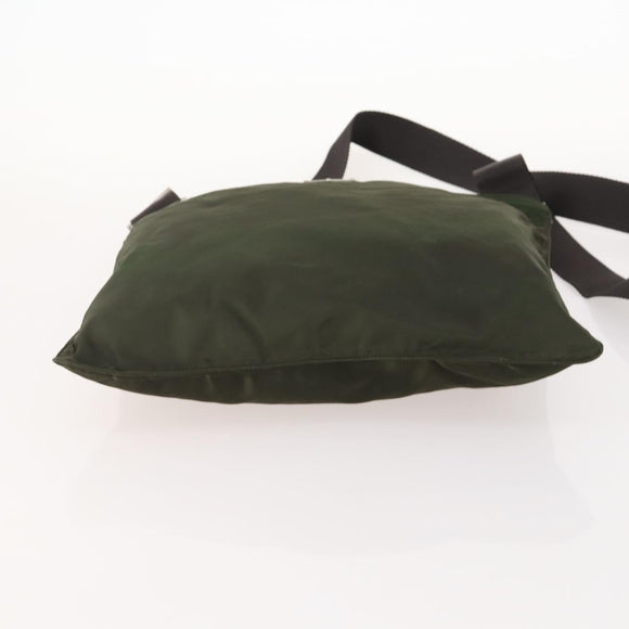 PRADA Shoulder Bag Nylon Green Silver Auth fm5146