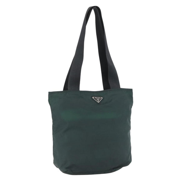 PRADA Tragetasche Nylon Grün Silber Auth fm5147