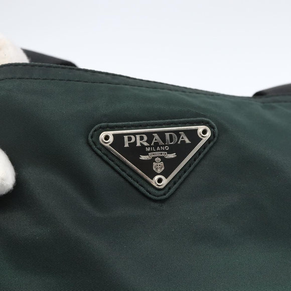 PRADA Tragetasche Nylon Grün Silber Auth fm5147