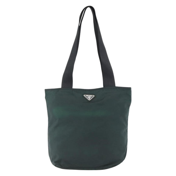 PRADA Tragetasche Nylon Grün Silber Auth fm5147