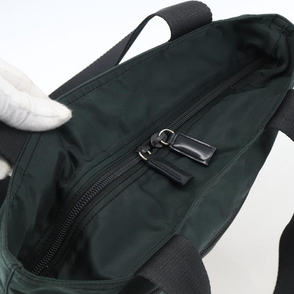PRADA Tragetasche Nylon Grün Silber Auth fm5147