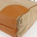 PRADA Handtasche Canvas Leder Beige Silber Auth fm5148-15