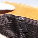 PRADA Handtasche Canvas Leder Beige Silber Auth fm5148-21