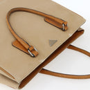 PRADA Handtasche Canvas Leder Beige Silber Auth fm5148-6