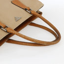 PRADA Handtasche Canvas Leder Beige Silber Auth fm5148-7