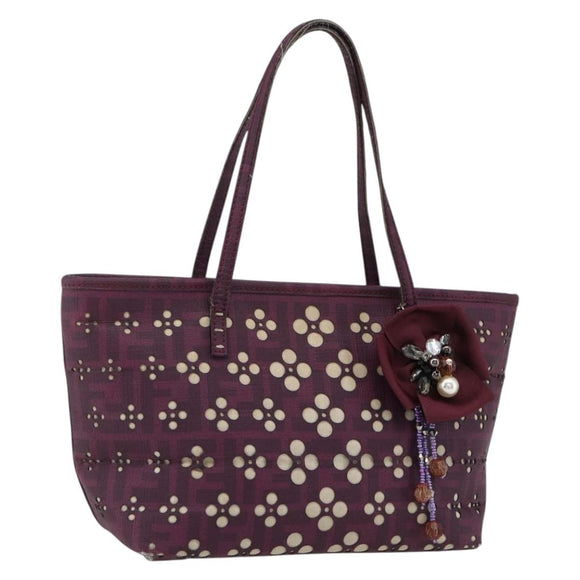 FENDI Zucca Canvas Handtas PVC Paars goud Auth fm5149
