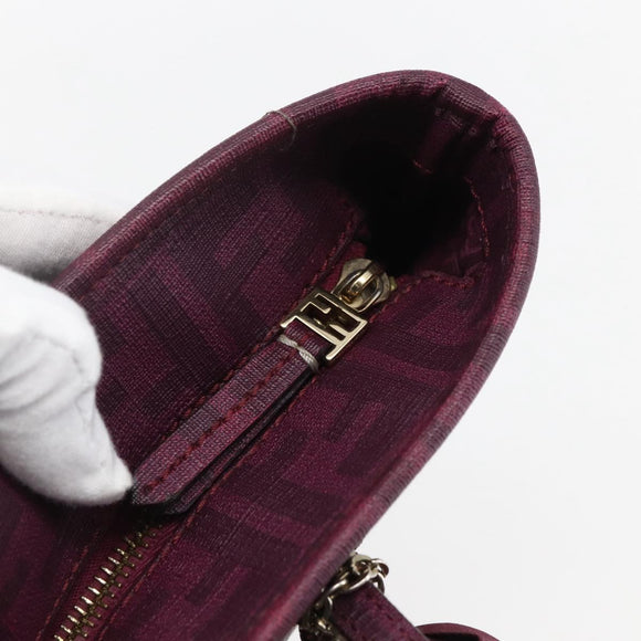 FENDI Zucca Canvas Handtas PVC Paars goud Auth fm5149