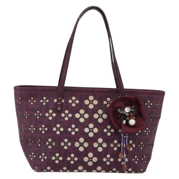 FENDI Zucca Canvas Handtas PVC Paars goud Auth fm5149