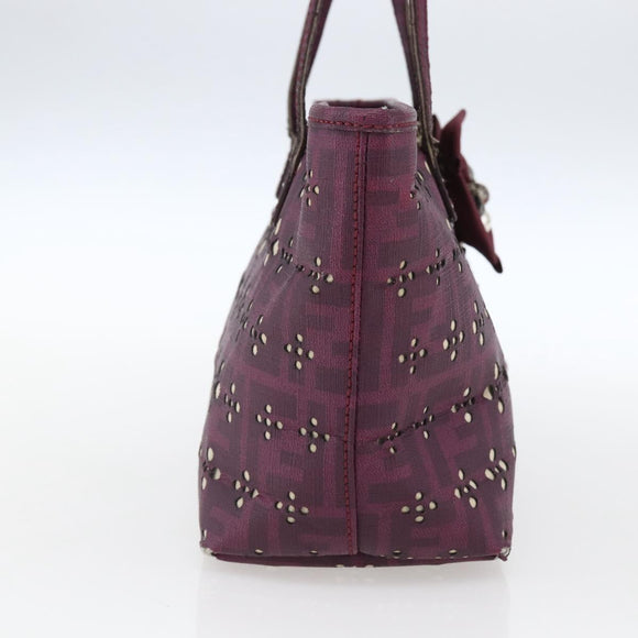 FENDI Zucca Canvas Handtas PVC Paars goud Auth fm5149