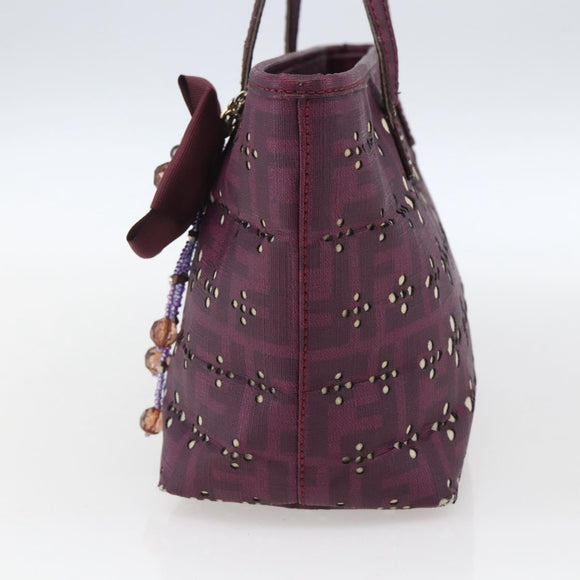 FENDI Zucca Canvas Handtas PVC Paars goud Auth fm5149