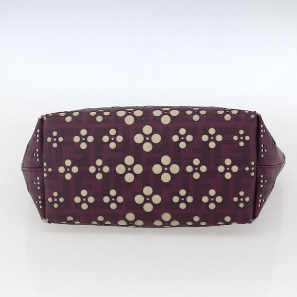 FENDI Zucca Canvas Handtas PVC Paars goud Auth fm5149