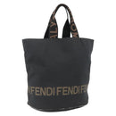 FENDI Hand Bag Nylon Black Gold Auth fm5150-1