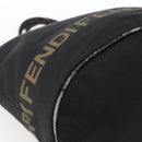 FENDI Hand Bag Nylon Black Gold Auth fm5150-15
