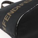 FENDI Hand Bag Nylon Black Gold Auth fm5150-9